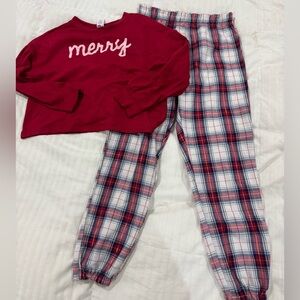 Sugar & Jade “Merry” Red and White Kids Girls Pajama Set Medium 8